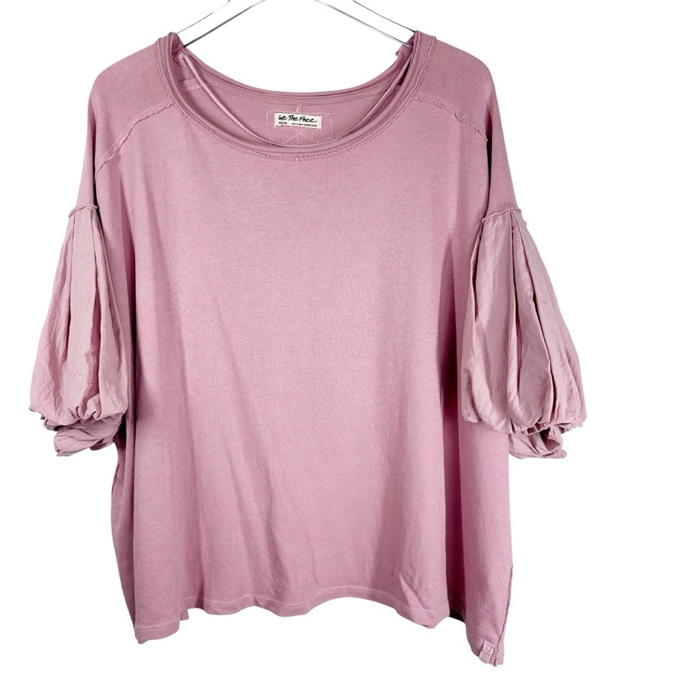WE THE FREE Blossom Tee in Mauve Oversized Tee with Balloon Short Sleeve Medium - Picture 2 of 14